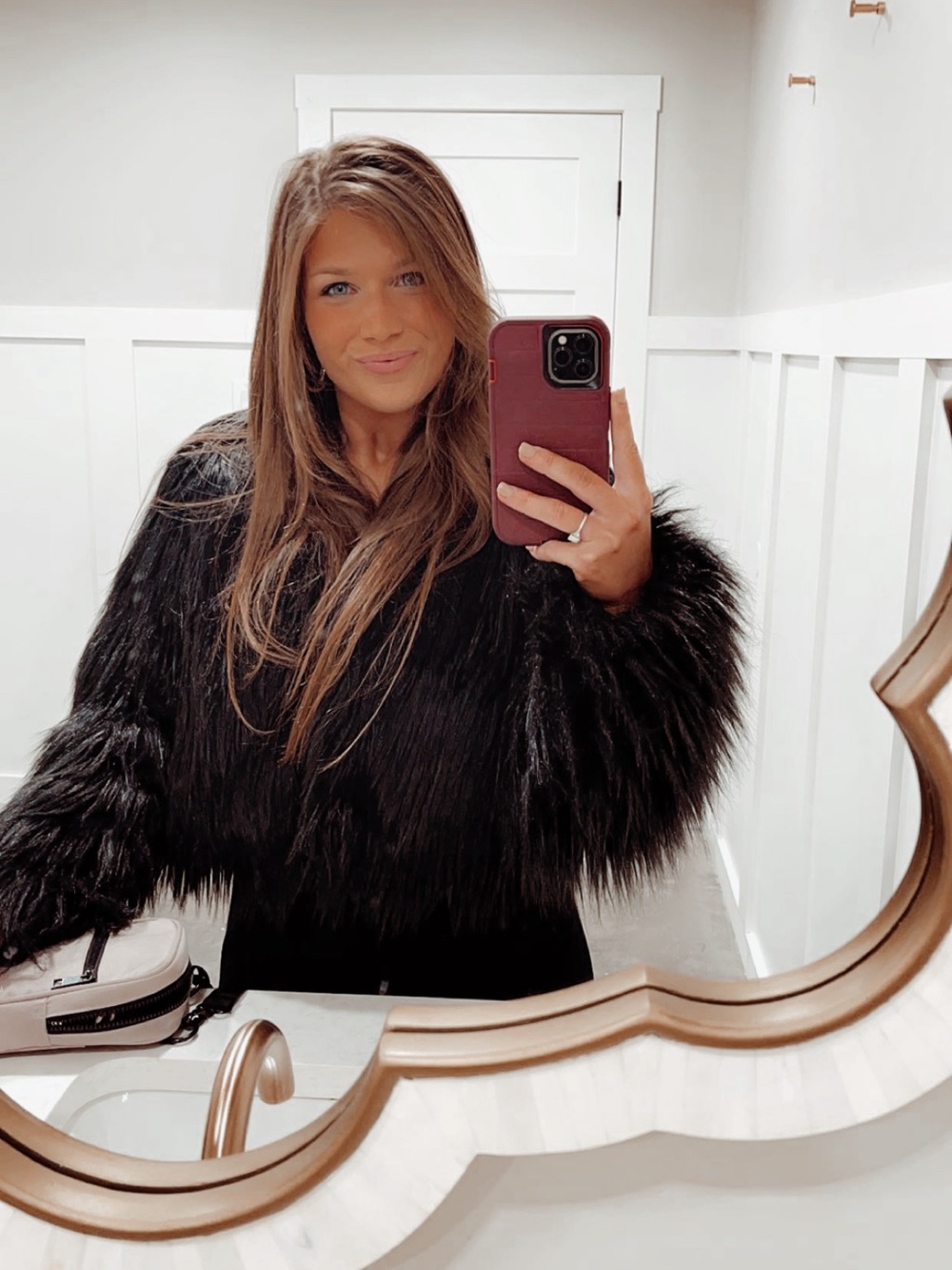 PrettyLittleThing Black Faux Fur Cropped Jacket
